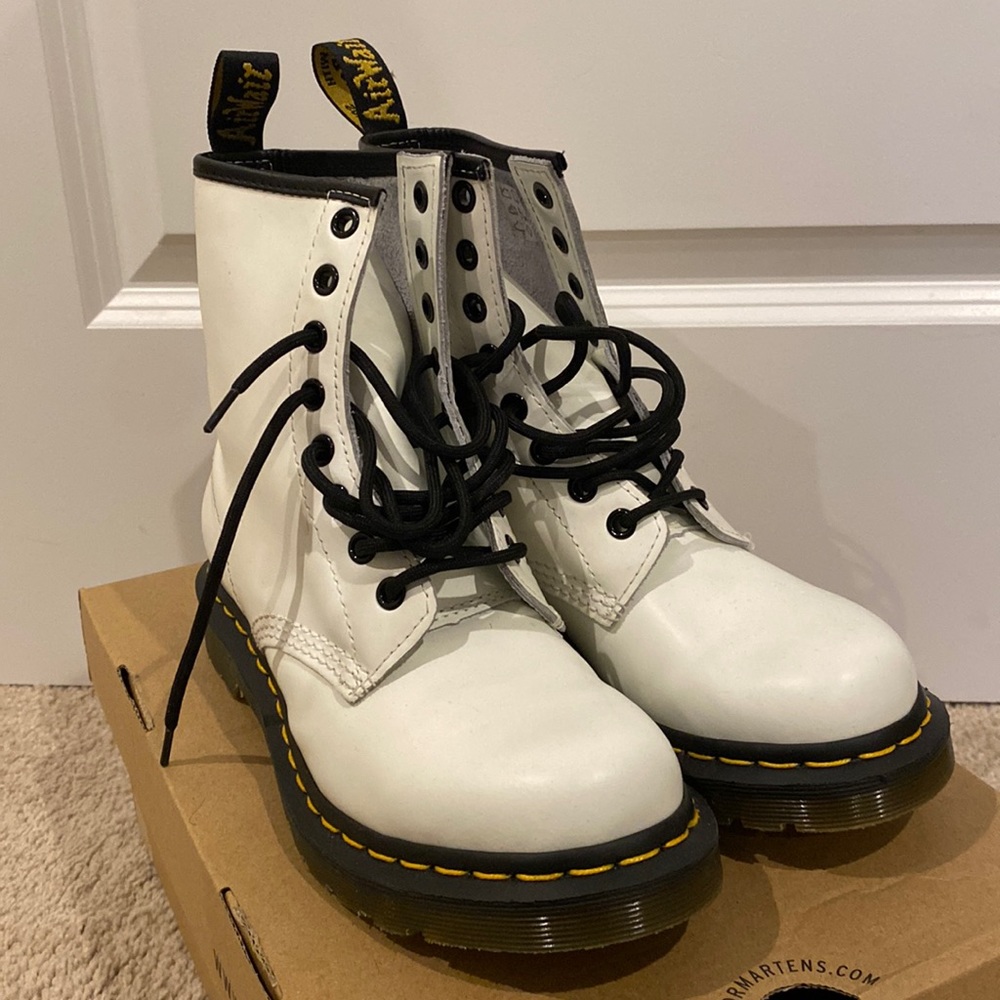 Dr. Martens AirWair smooth white leather boots